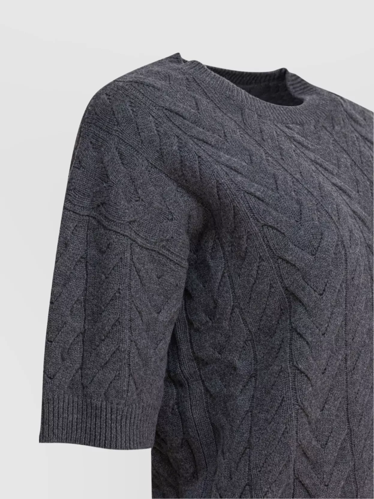 S Max Mara Cable Knit Half Sleeves Ribbed Knitwear
