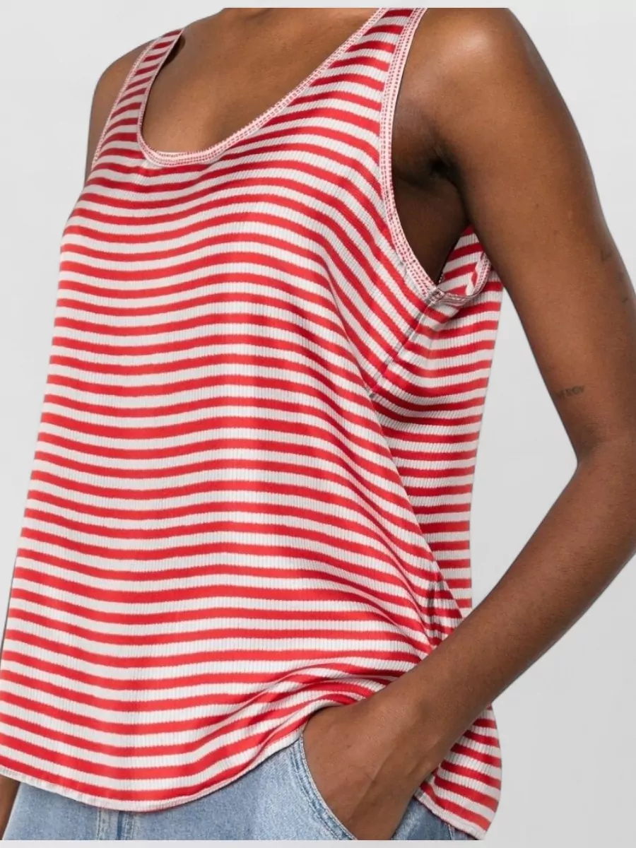 Pierre Louise Mascia Striped Silk Sleeveless Top