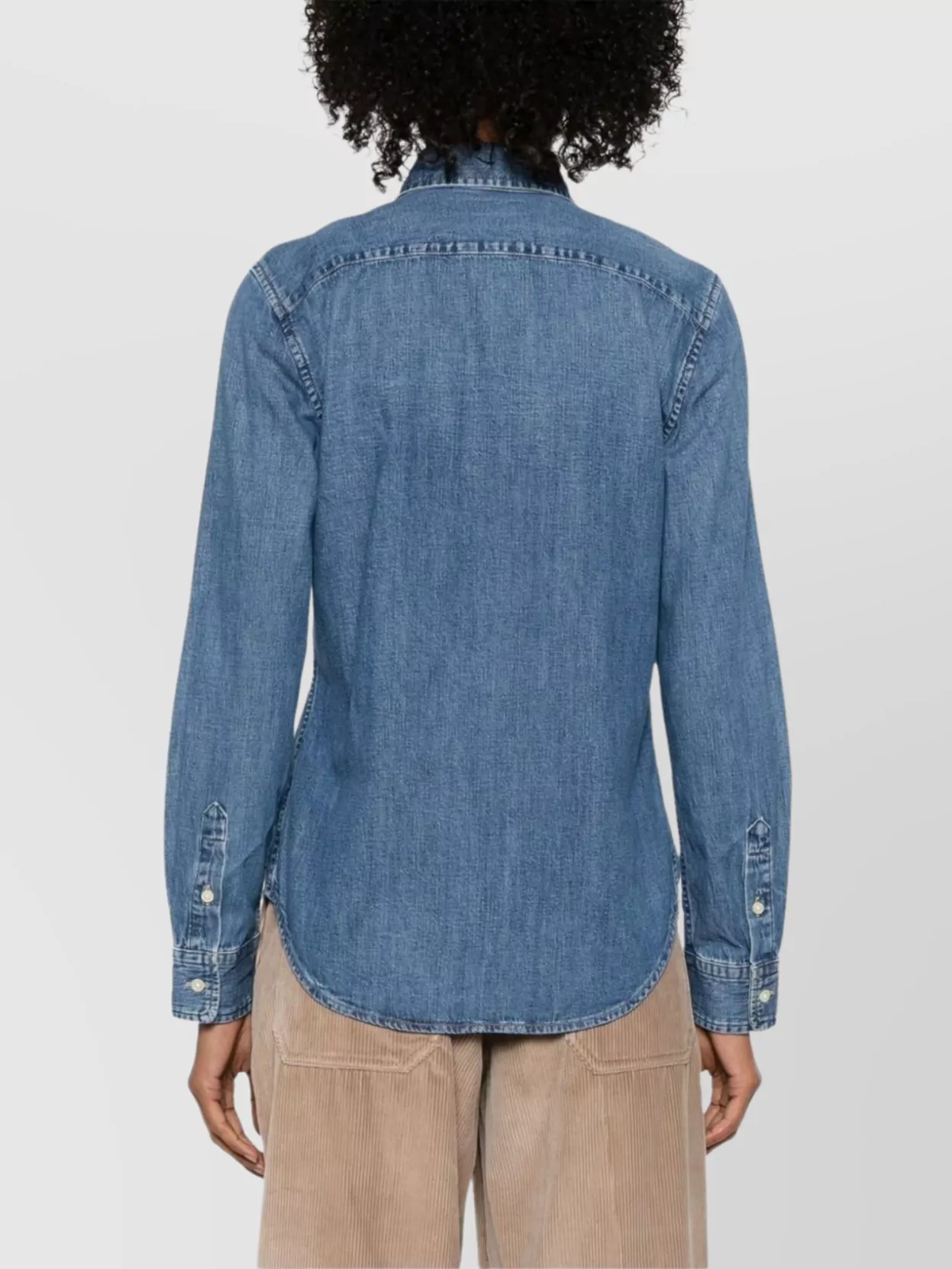 Ralph Lauren Cotton Shirt With Long Sleeves And Curved Hem