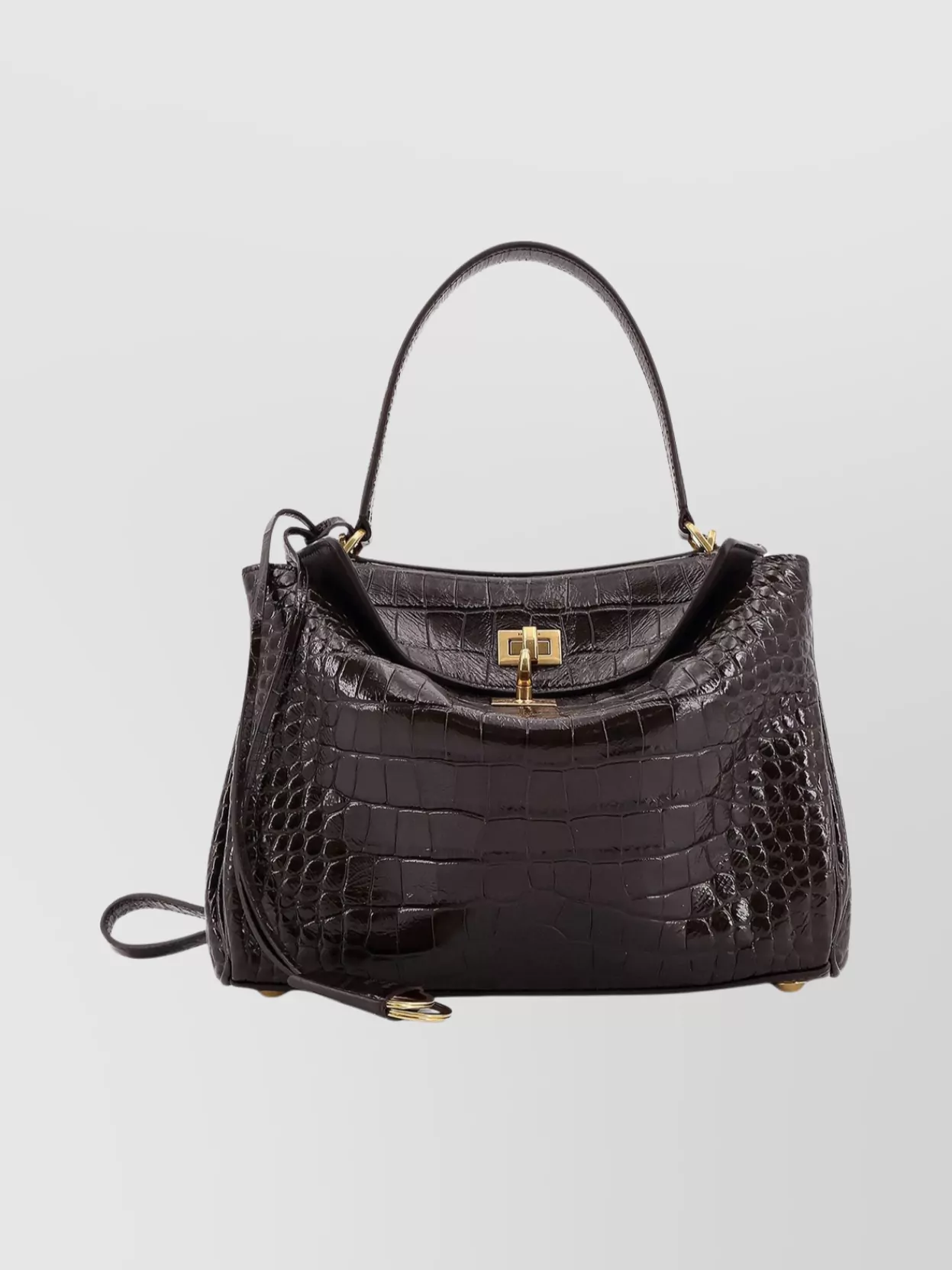 Balenciaga Croco Effect Leather Shoulder Bag