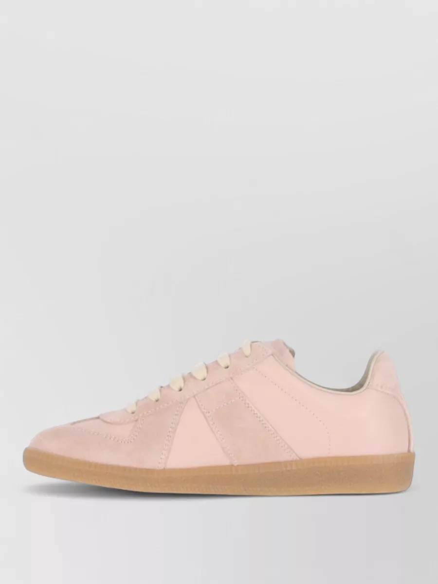 Maison Margiela Suede Panel Low Top Sneakers With Rubber Sole