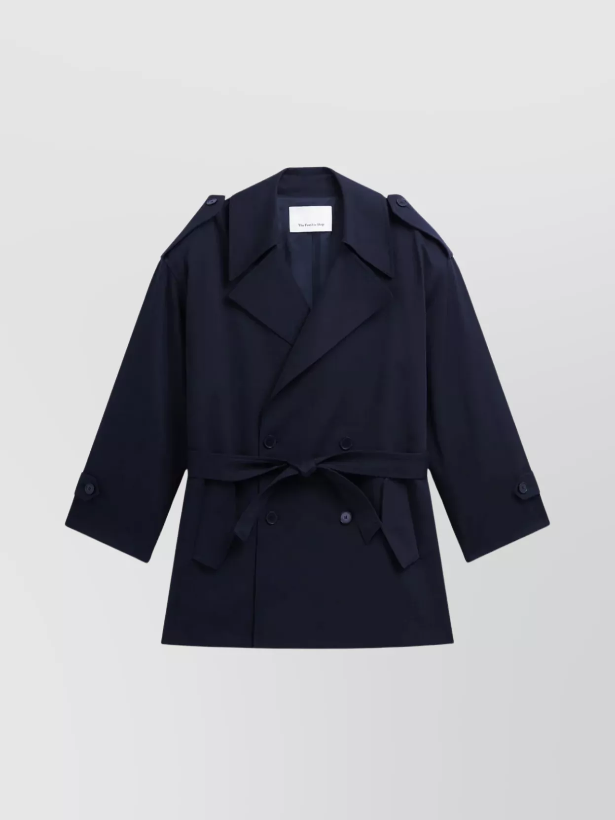 The Frankie Shop Belted Oversized Cotton Trench Coat