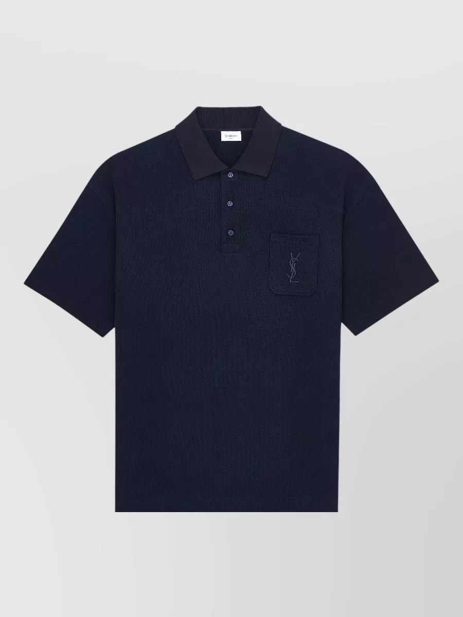 Saint Laurent cotton piqué oversized short-sleeve polo shirt