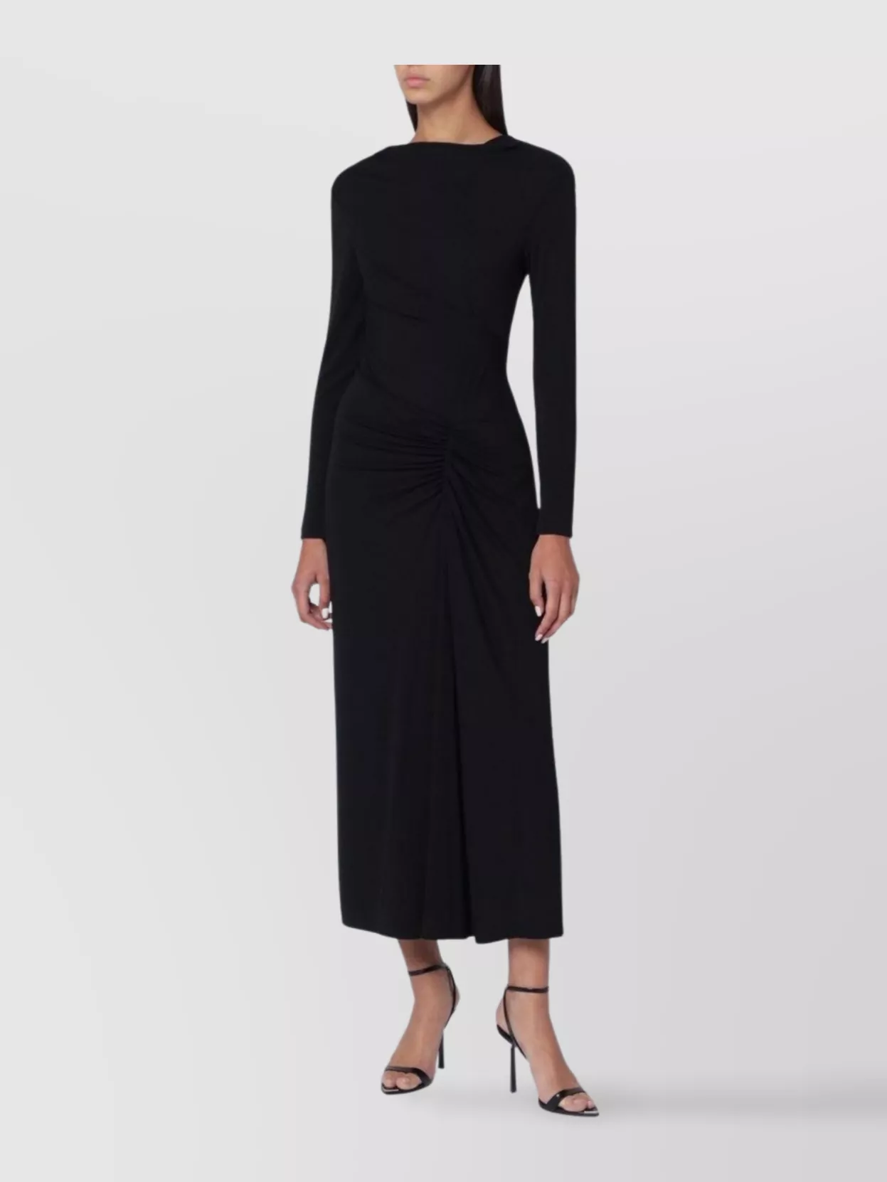 Simkhai Draped Jersey Maxi Dress With Long Sleeves In Black