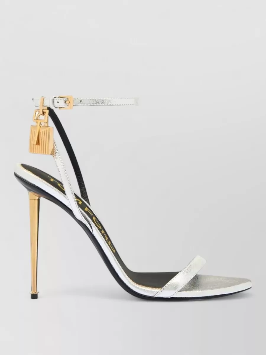 Tom Ford Leather metallic padlock pointed-toe sandals
