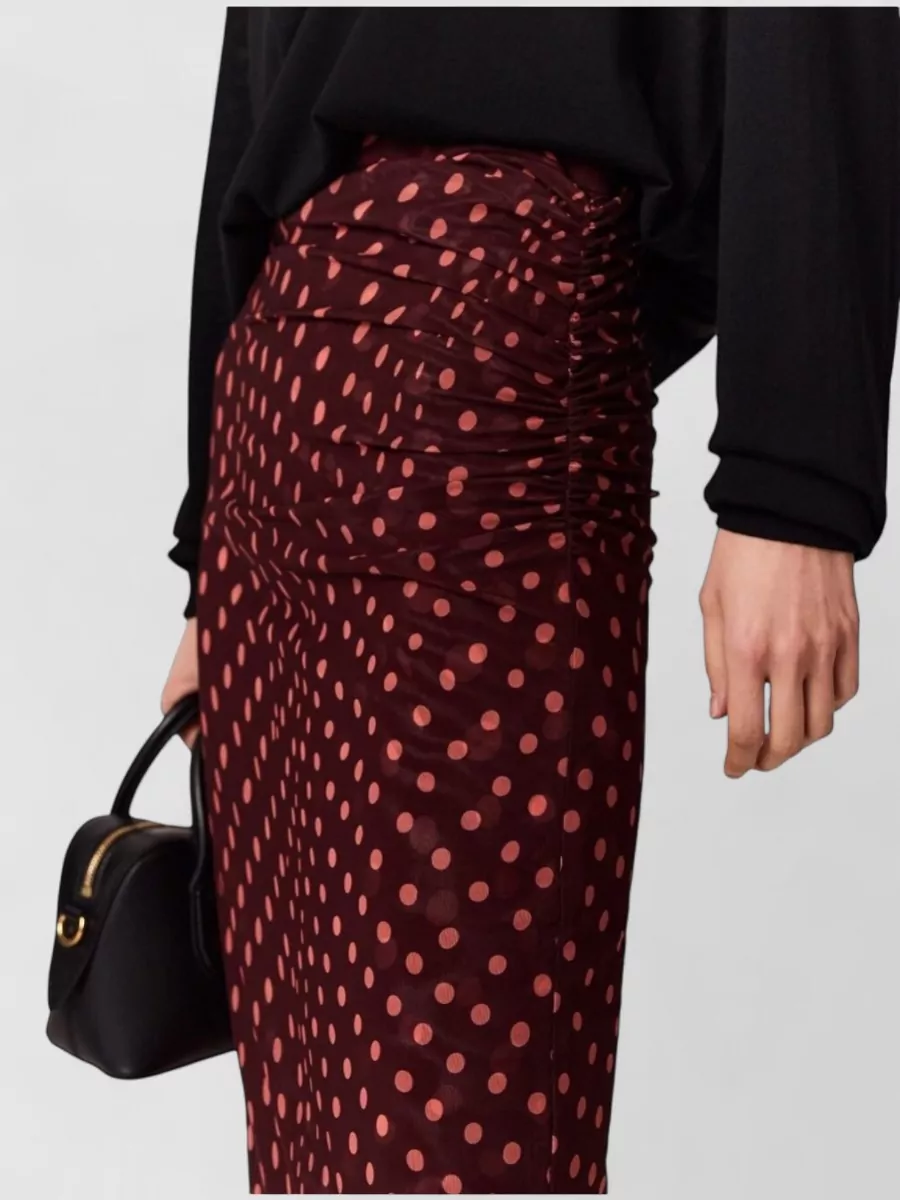 Stella Mccartney Polka-Dot Mesh Ruched Long Skirt