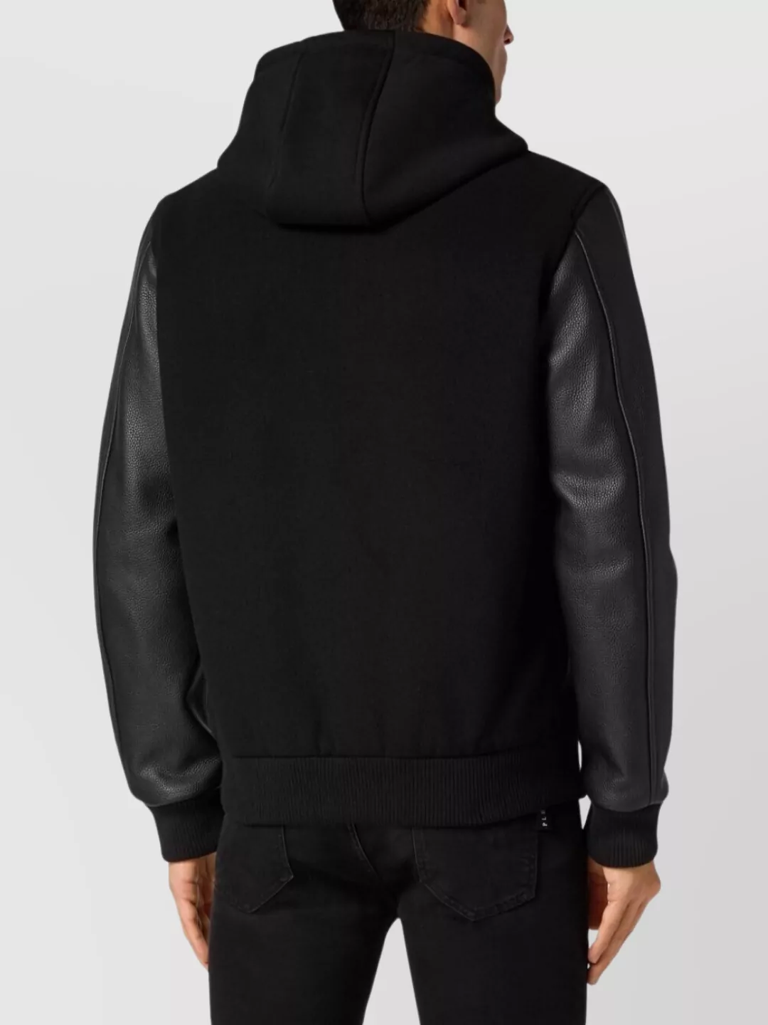 Philipp Plein Hooded Jacket Leather Sleeves