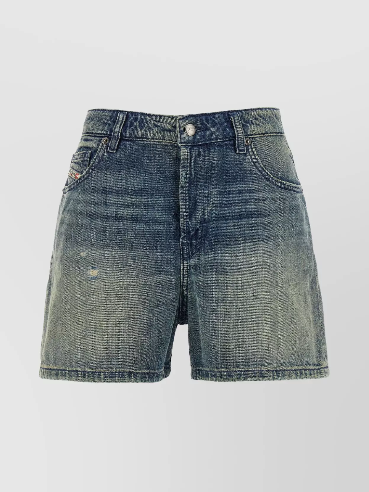 Diesel Denim Shorts With Faded Effect And Back Patch In Blue