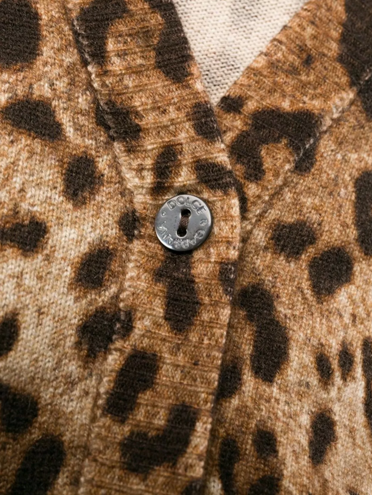 Dolce&Gabbana Cashmere V-Neck Leopard Print Cardigan