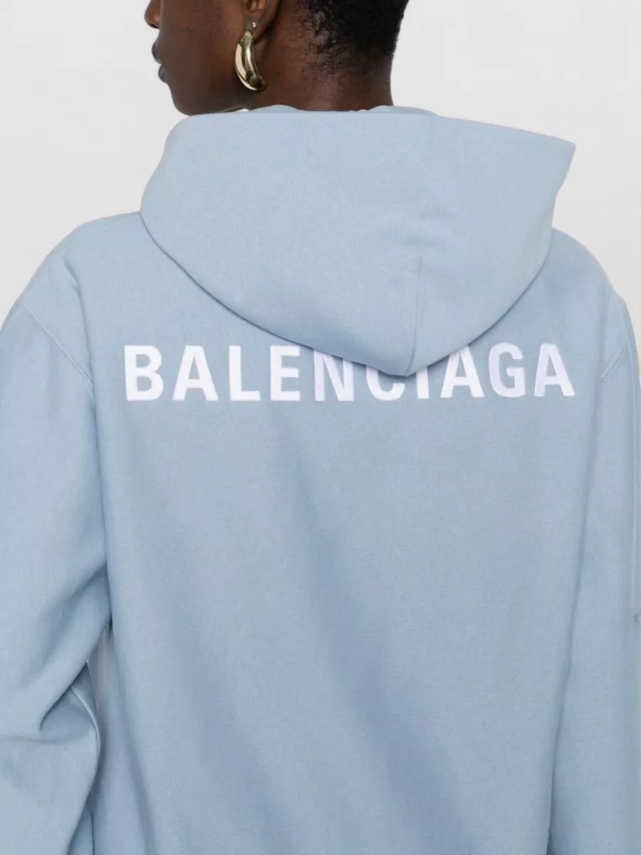 Balenciaga Hooded Top Long Sleeves Front Pockets