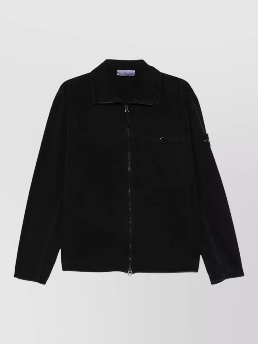 Stone Island comfort-fit cotton zip shirt jacket