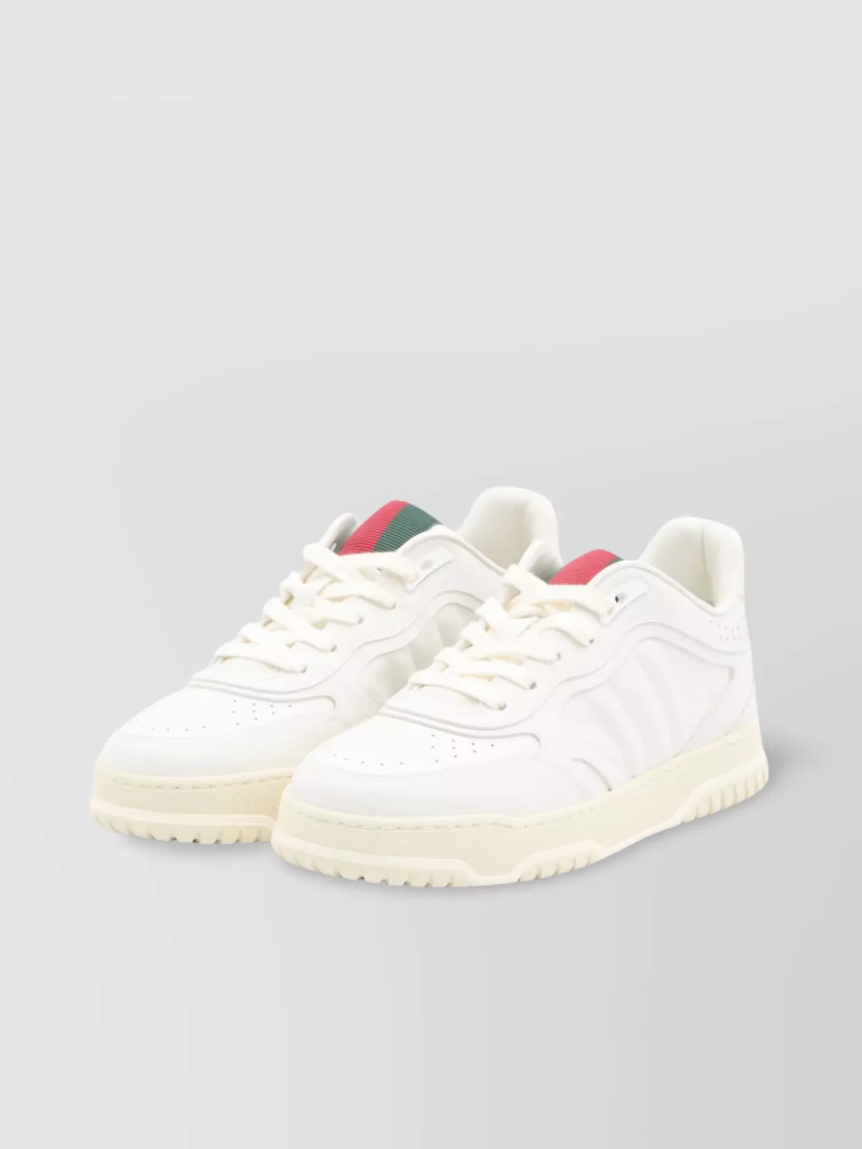 Gucci Leather Web Detail Sneakers With Rubber Sole