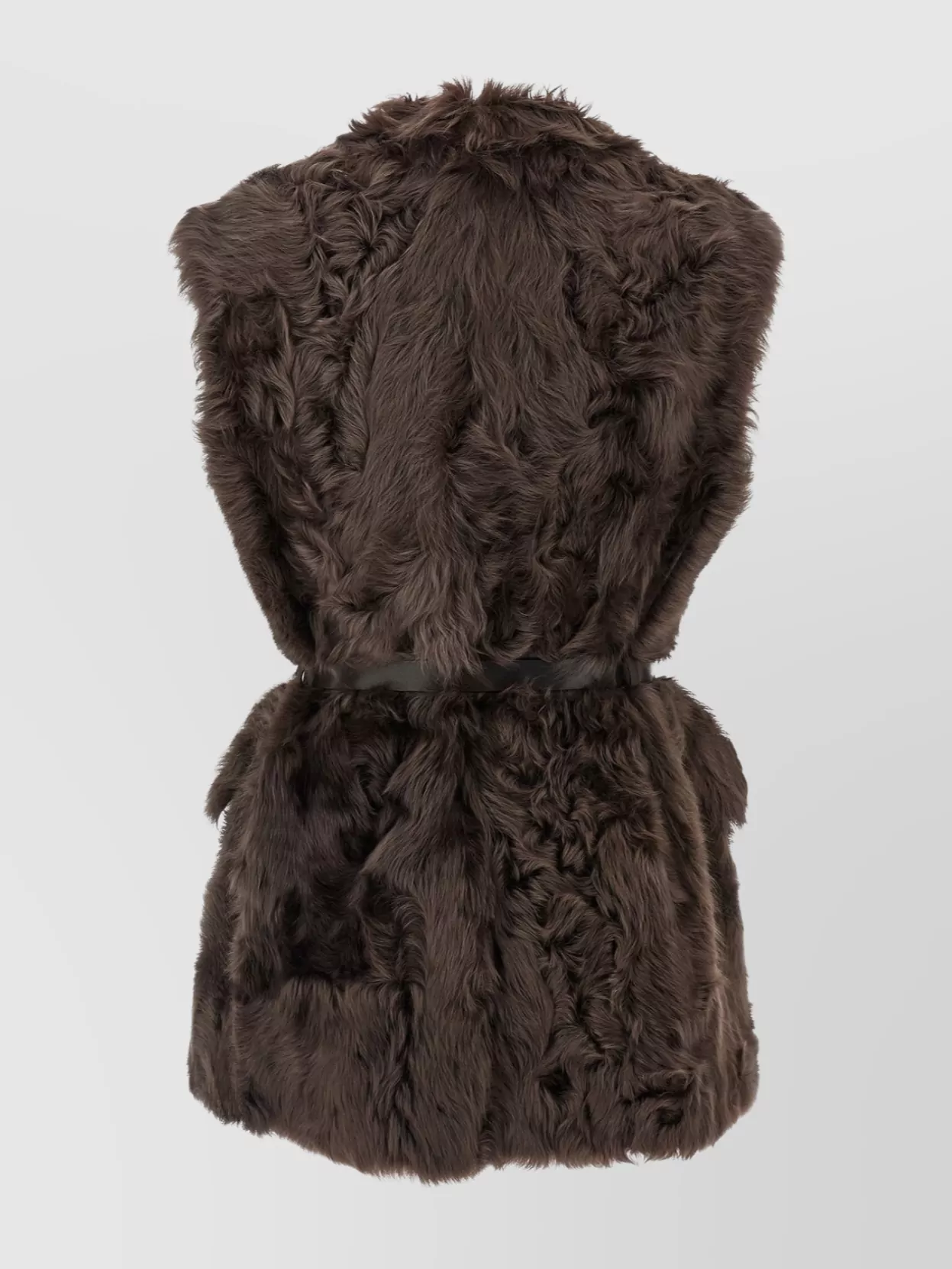 Brunello Cucinelli Belted Faux Fur Vest With Notched Lapel