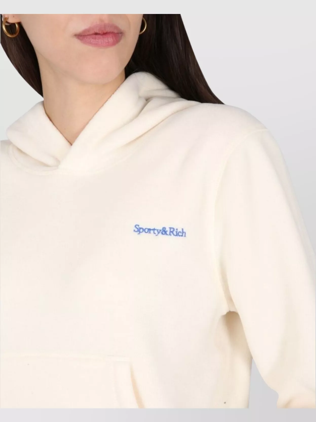 Sporty And Rich Logo Detail Hooded Kangaroo Pocket Knitwear