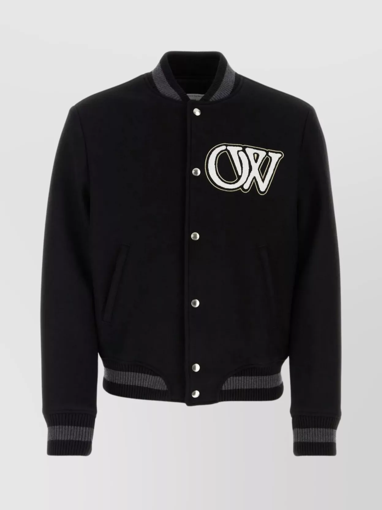 Shop Off-white Padded Bomber Jacket In Wool Blend In Black