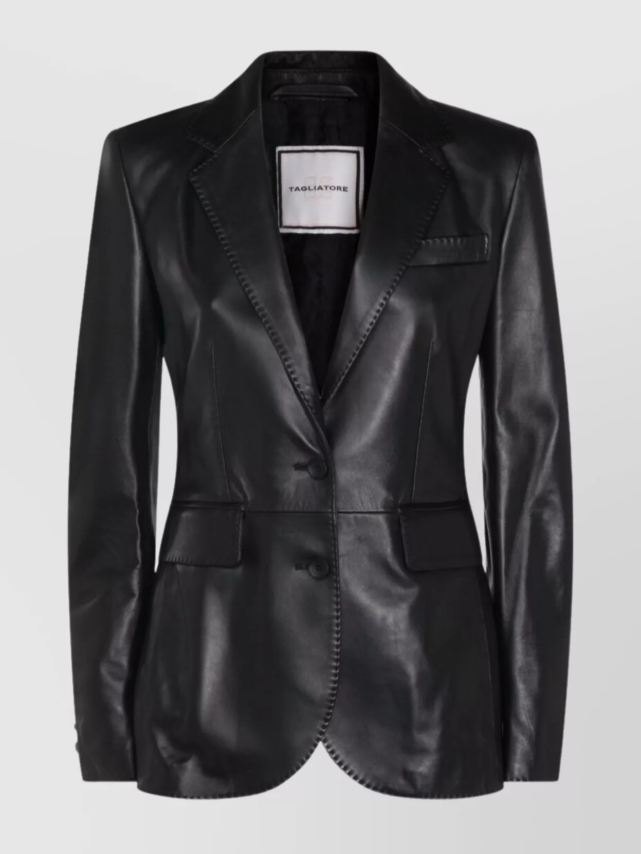 Tagliatore Single Breasted Blazer Notched Lapels Pockets In Black