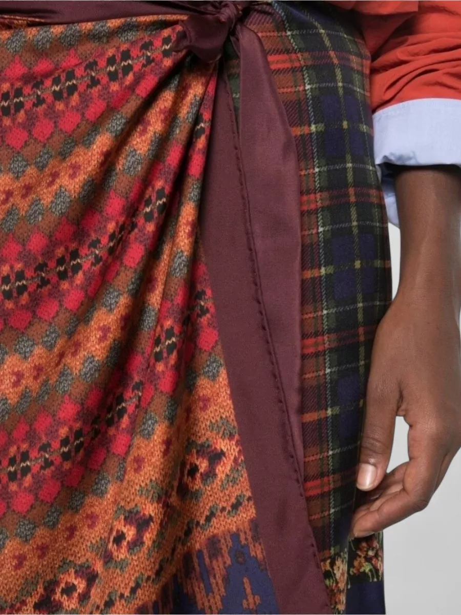 Dries Van Noten Silk Midi Wrap Skirt