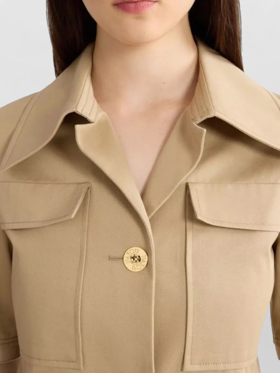 Patou Cropped Cotton Jacket Short Sleeves Collar