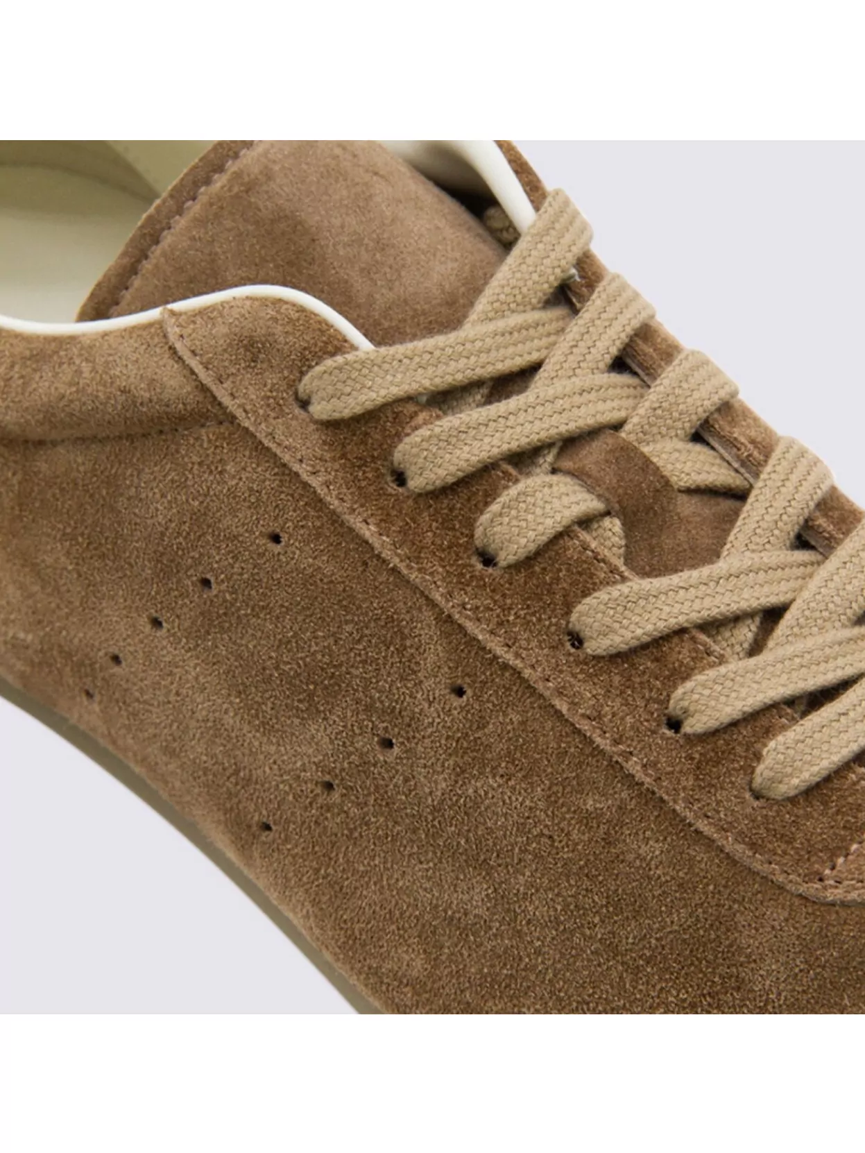 Common Projects Streamlined Suede Sneakers With Perforated Rubber Sole