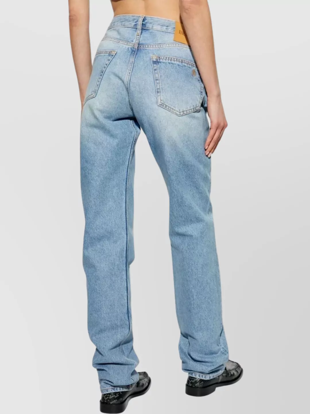 The Attico Long Straight Leg Jeans With Contrast Stitching