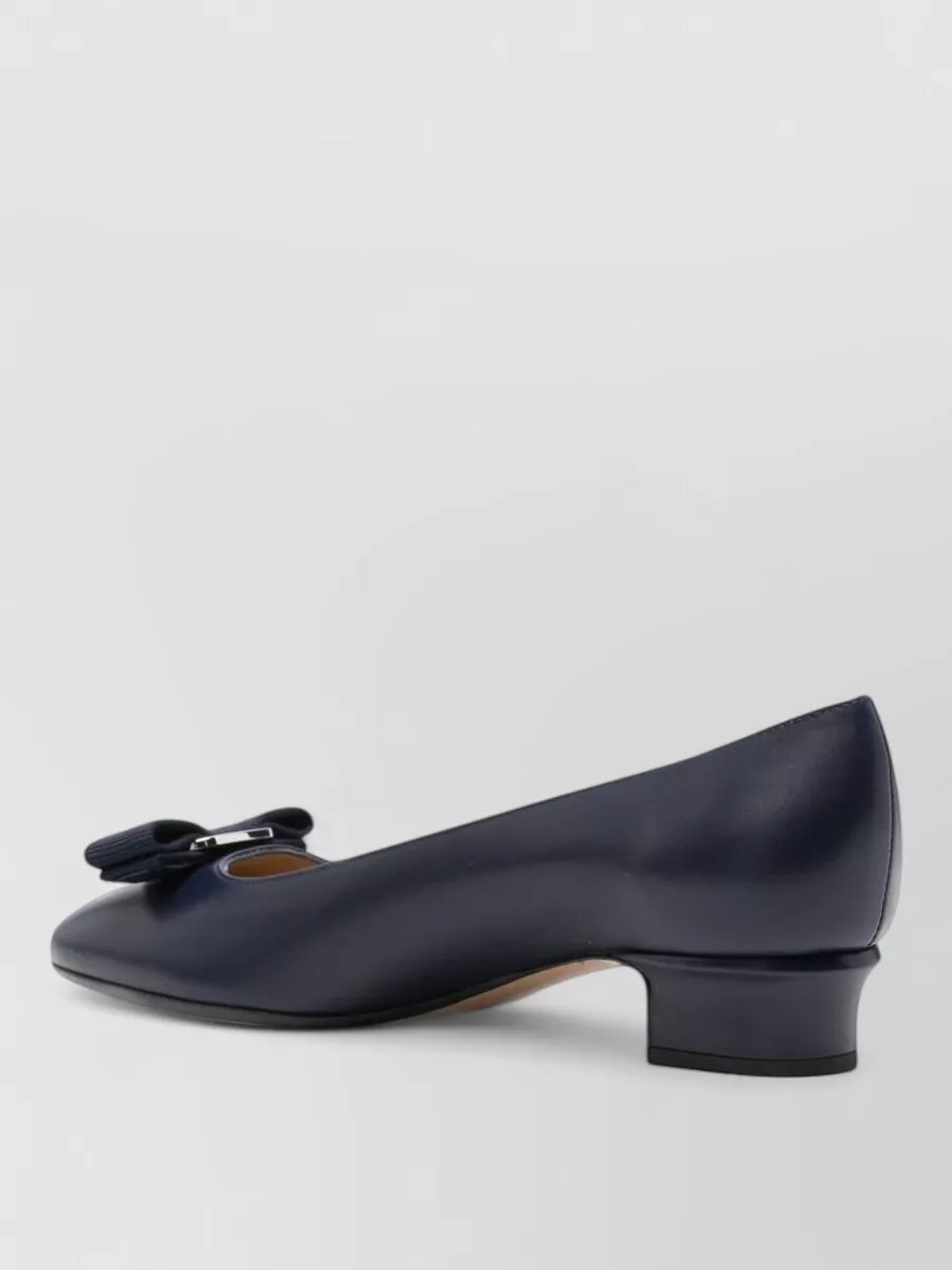 Ferragamo Leather Block Heel Pumps