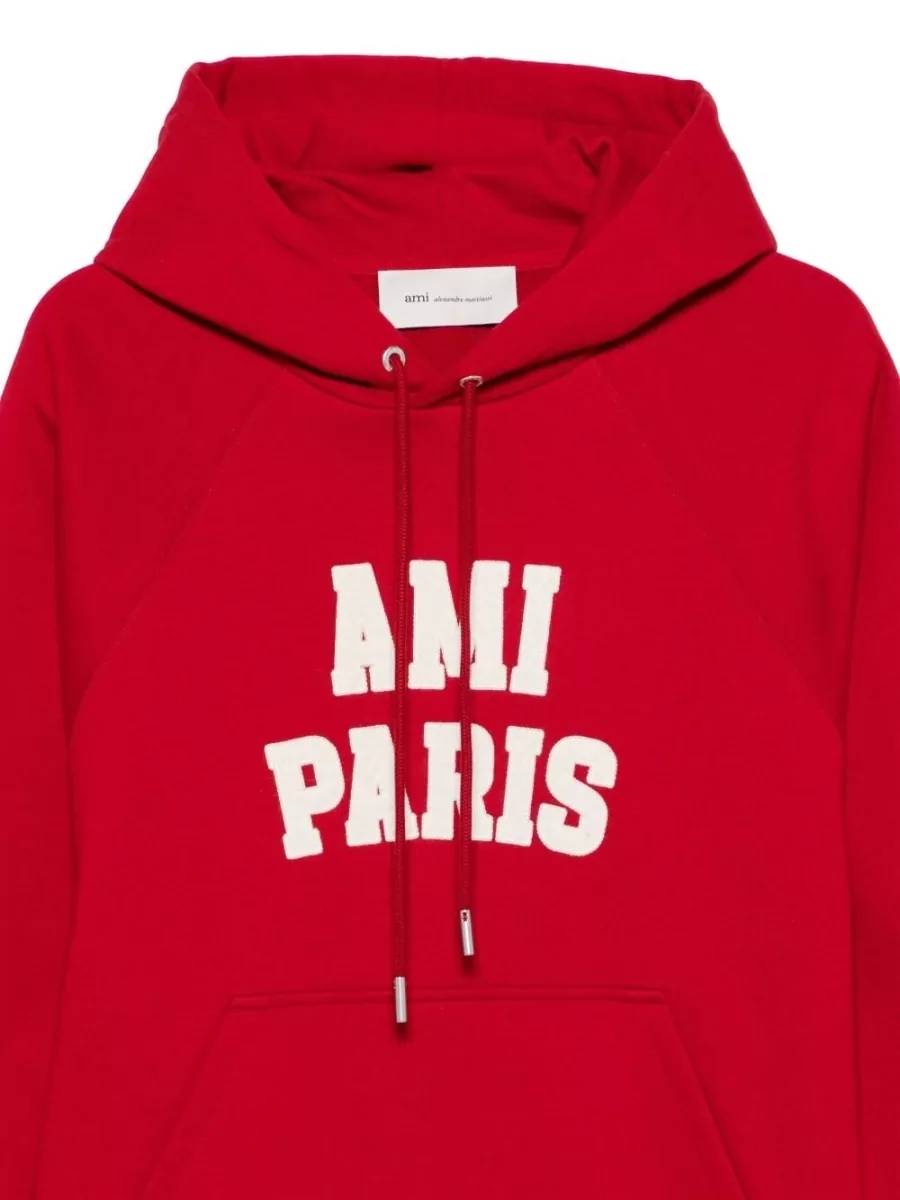 Ami Paris Logo Print Cotton Hoodie