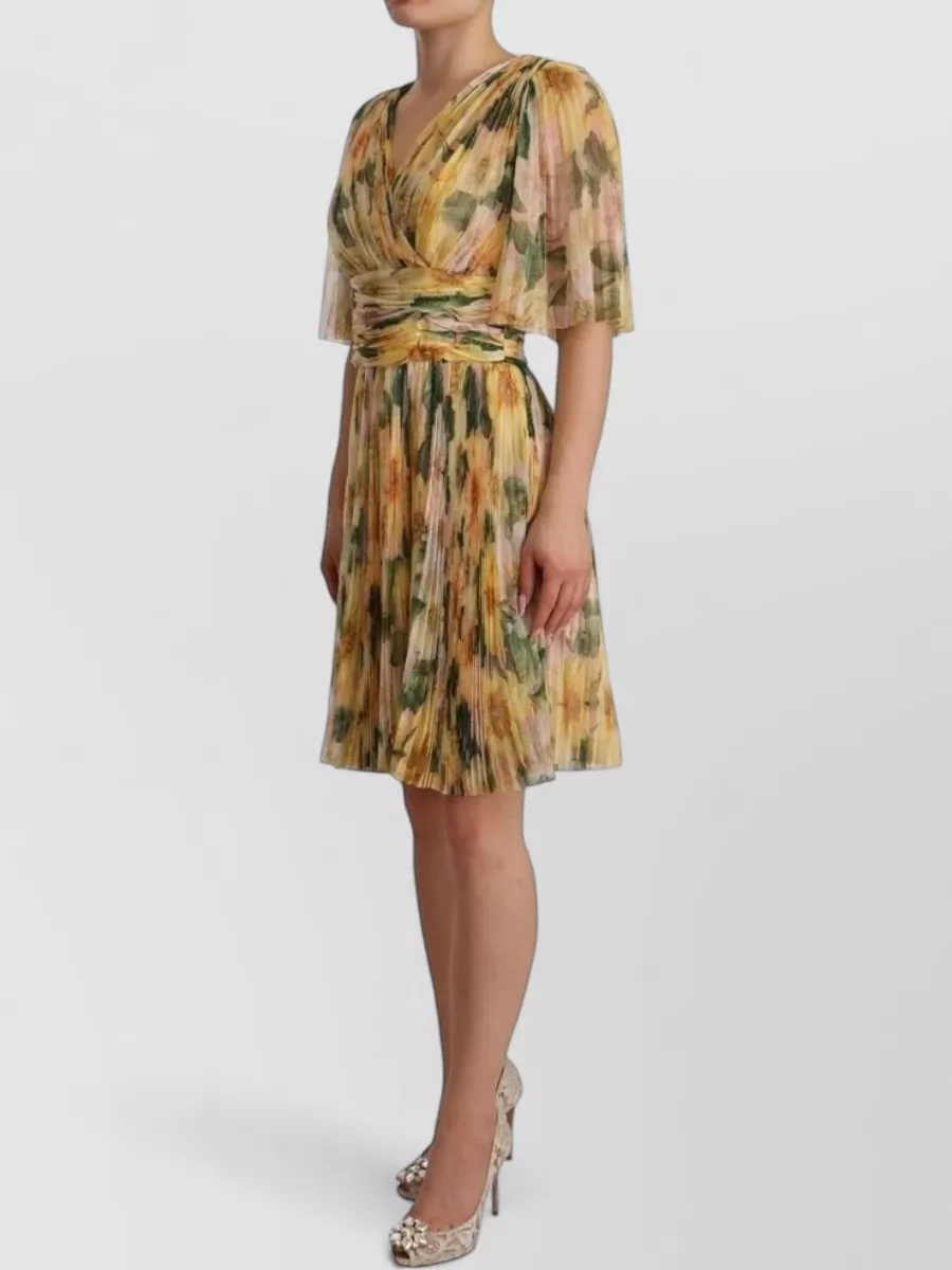 Dolce&Gabbana Silk Floral-Print Pleated Maxi Dress