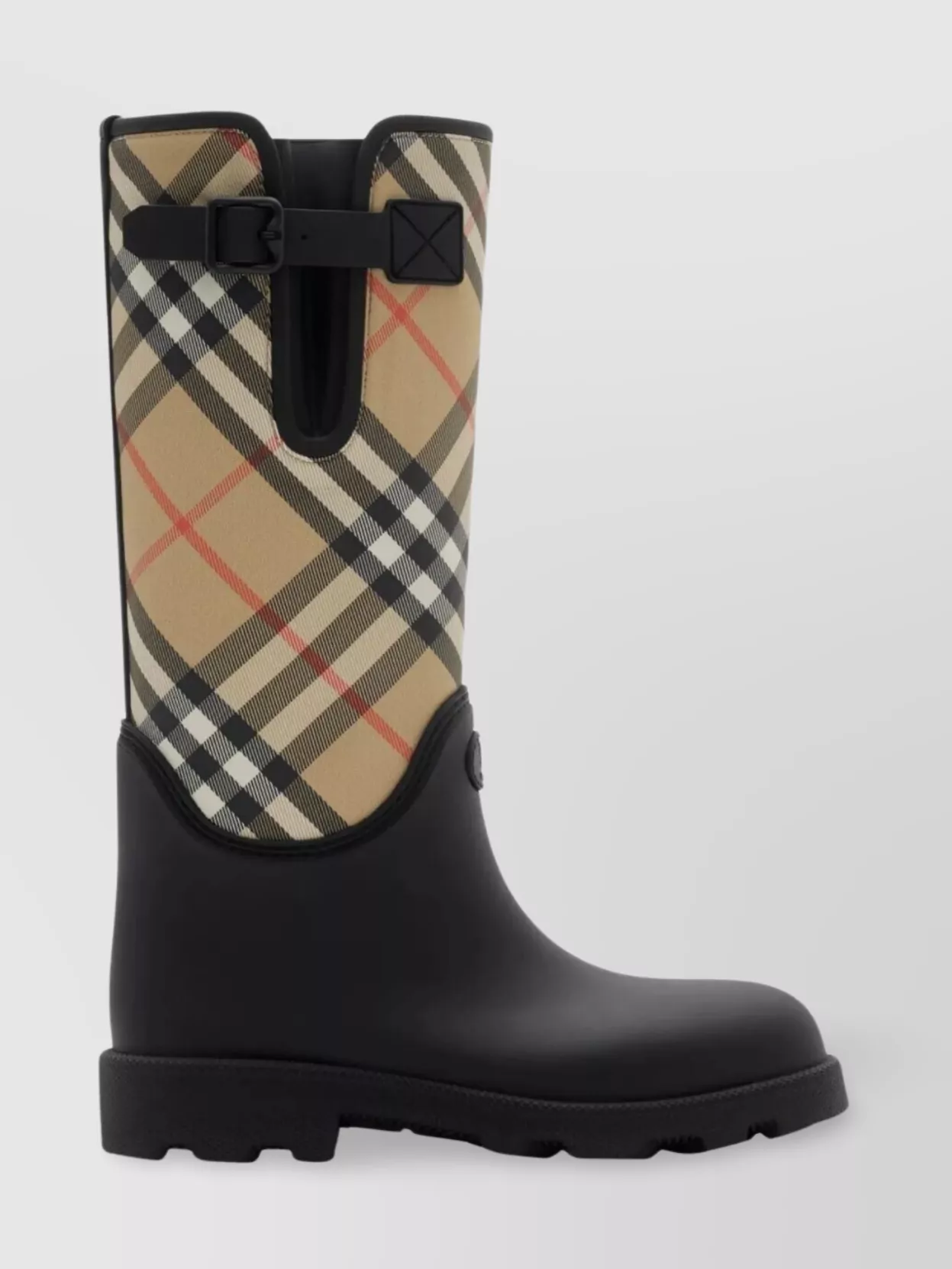 Burberry Check Pattern Mid-calf Rubber Sole Boots