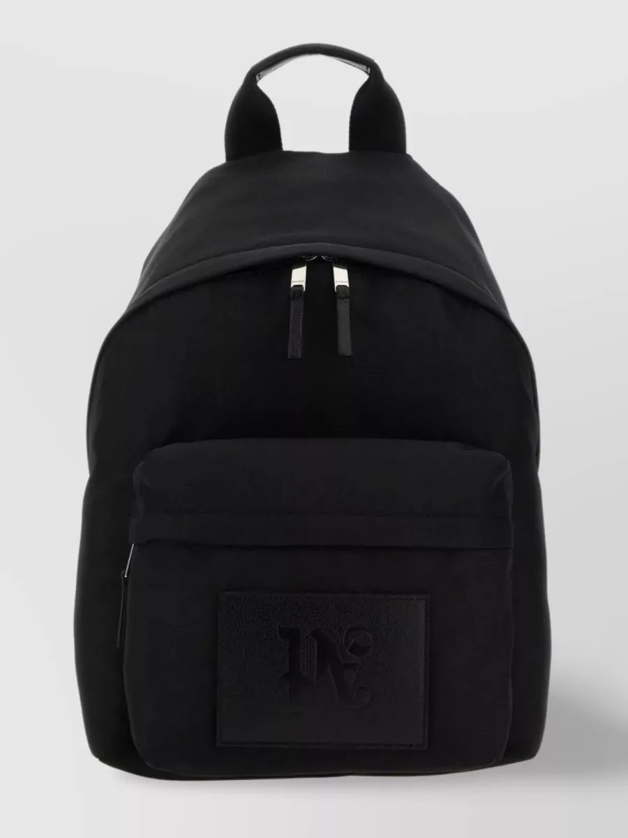 Shop Palm Angels Canvas Backpack With Shoulder Straps In Black