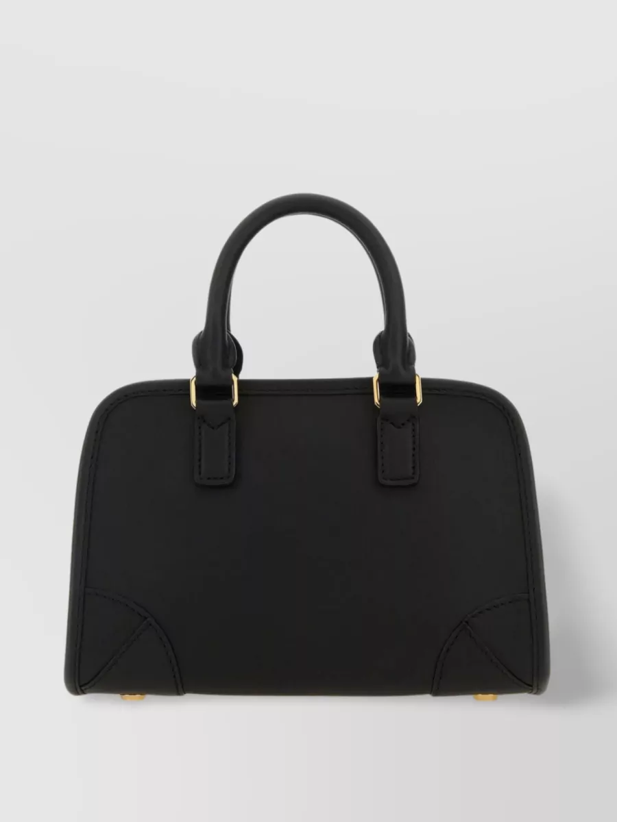 Shop Mcm Tonal Hardware Mini Handbag In Smooth Leather With Detachable Strap In Black