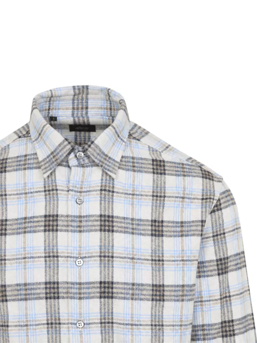 Brioni Checked Long-Sleeve Shirt