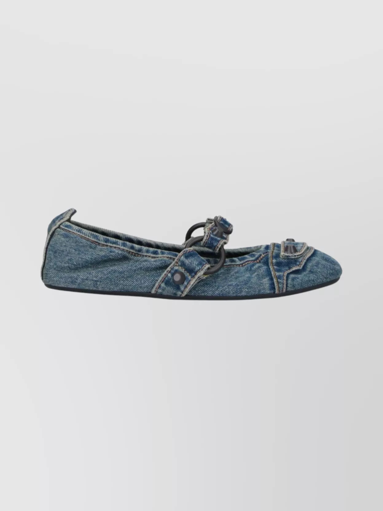 Balenciaga Denim Ballerina Shoes Buckle Detail