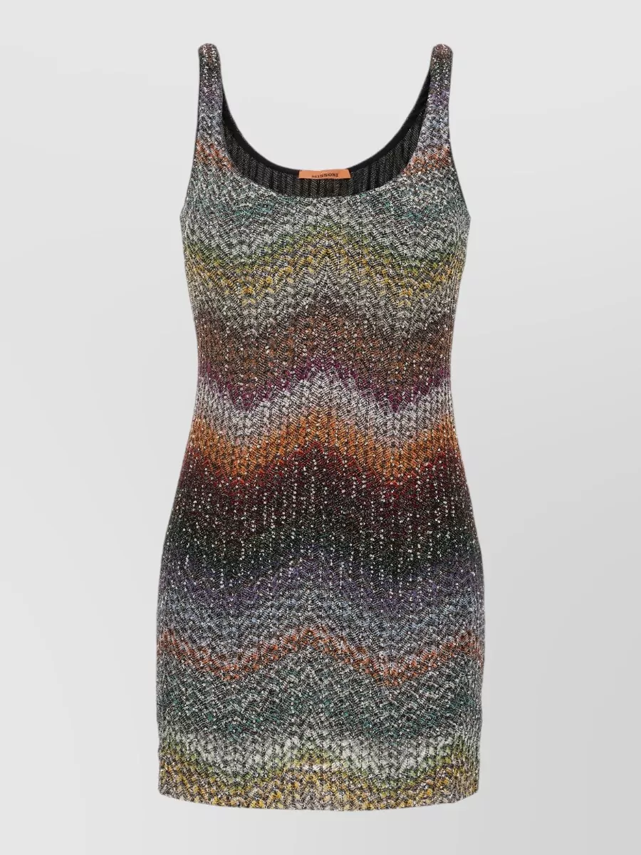 Missoni Sleeveless Viscose Blend Knit Dress In Animal Print