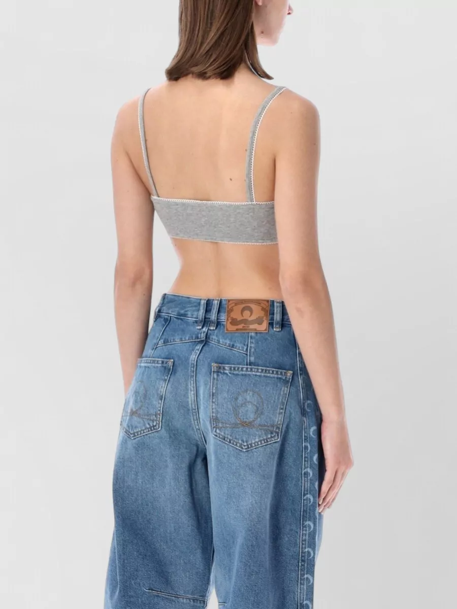 Marine Serre Ribbed Fine Strap Bralette