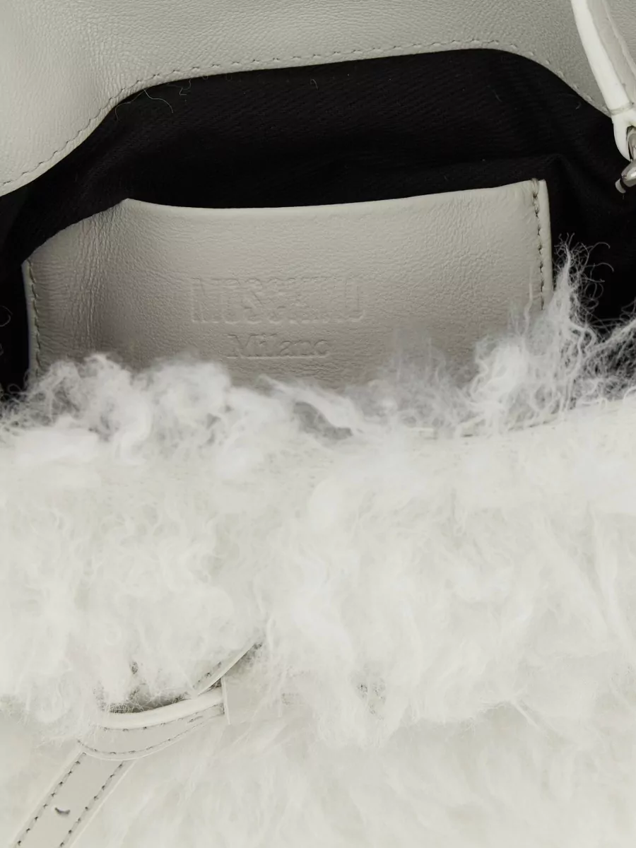 Moschino Shearling Leather Top Handle Bag