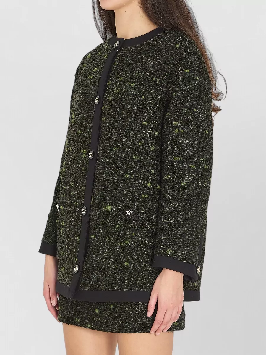 Gucci Longline Bouclé Wool Crew Neck Jacket