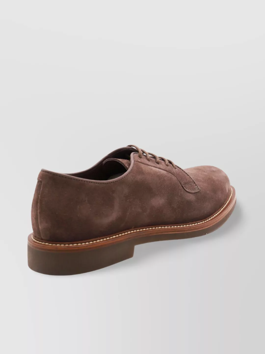 Brunello Cucinelli Brogues With Round Toe And Suede Finish In Burgundy