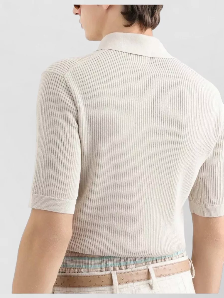 Dolce&Gabbana Ribbed Short-Sleeve Polo Shirt