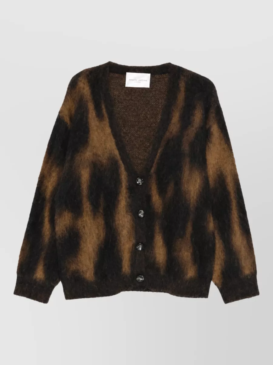 Roberto Collina jacquard animal-print oversized v-neck cardigan