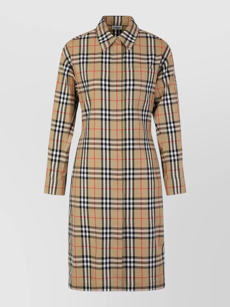 Burberry checked long-sleeve midi dress