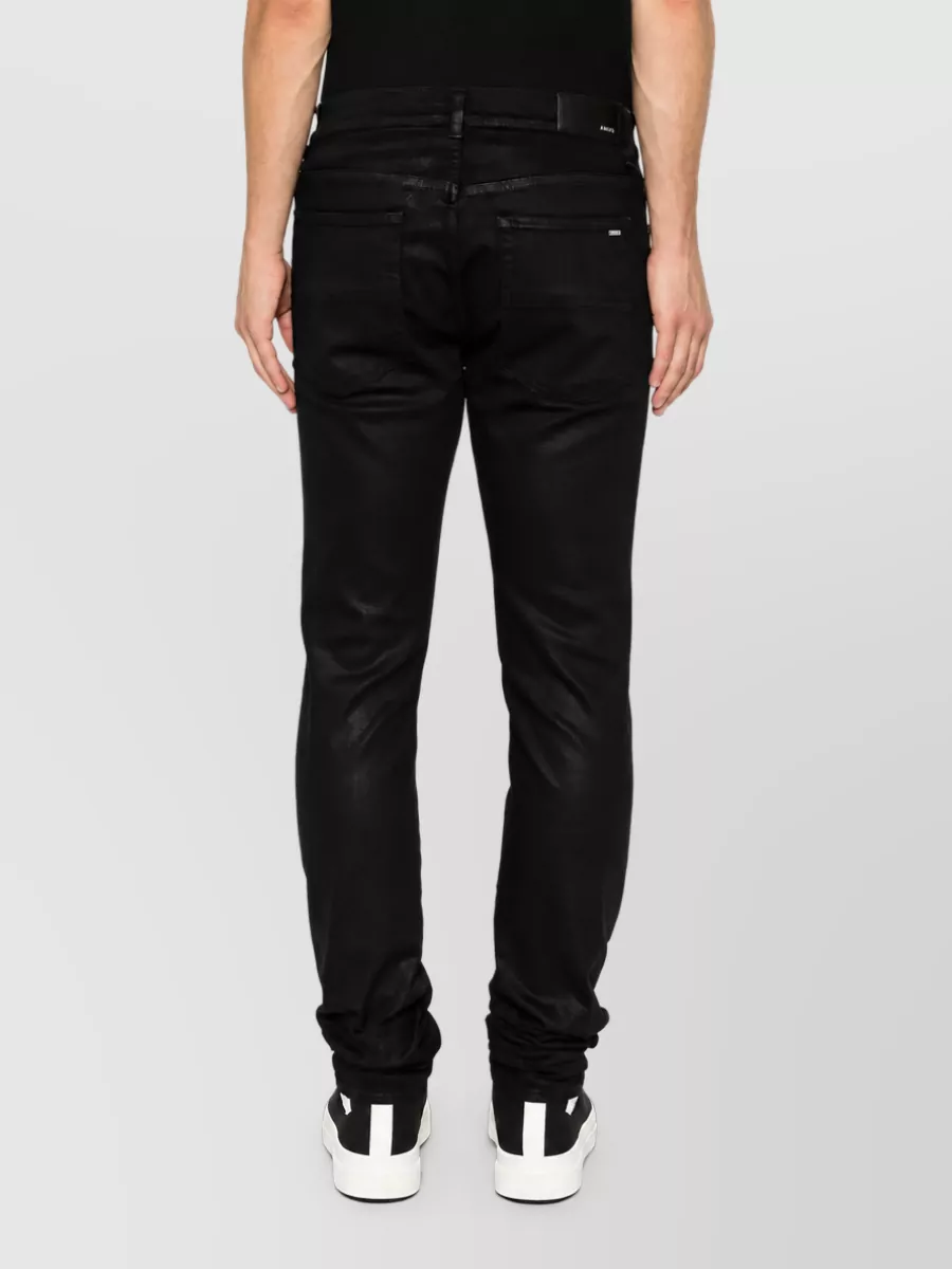 Amiri Waxed Distressed Skinny Denim Jeans