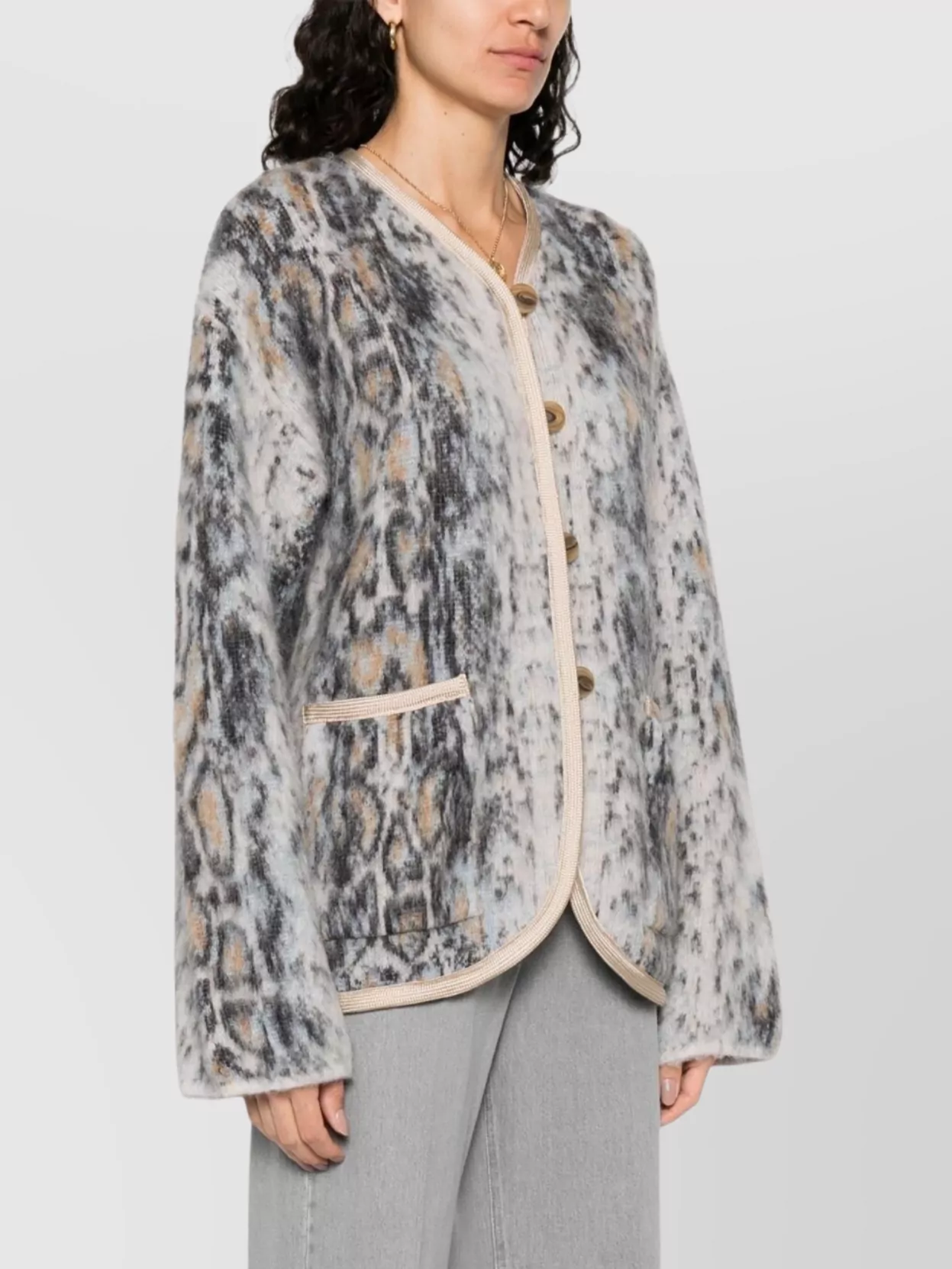 Forte Forte Textured Fabric Long Sleeve Round Neck Jacket