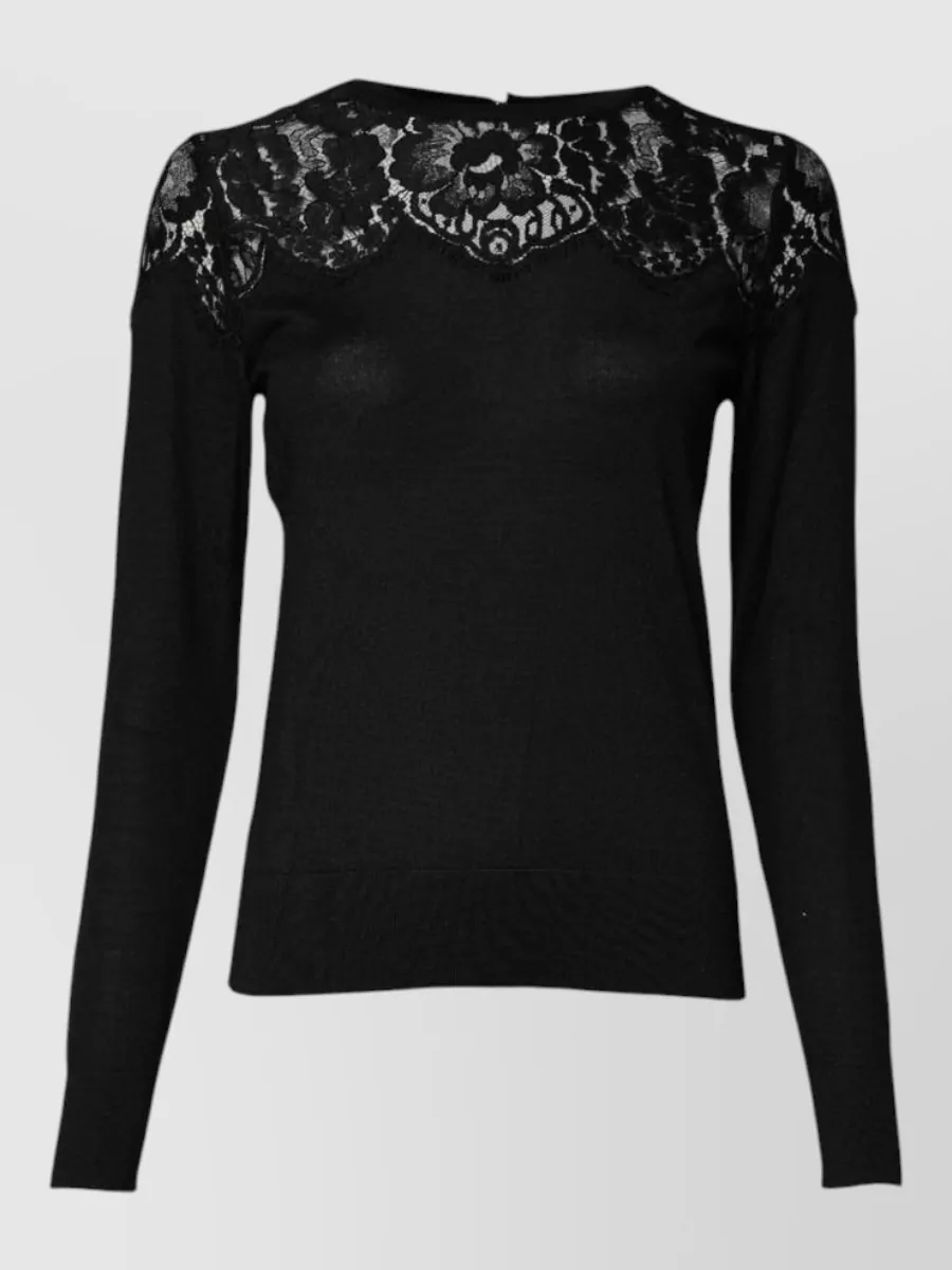 Dolce&Gabbana cashmere silk lace-trim long-sleeve jumper