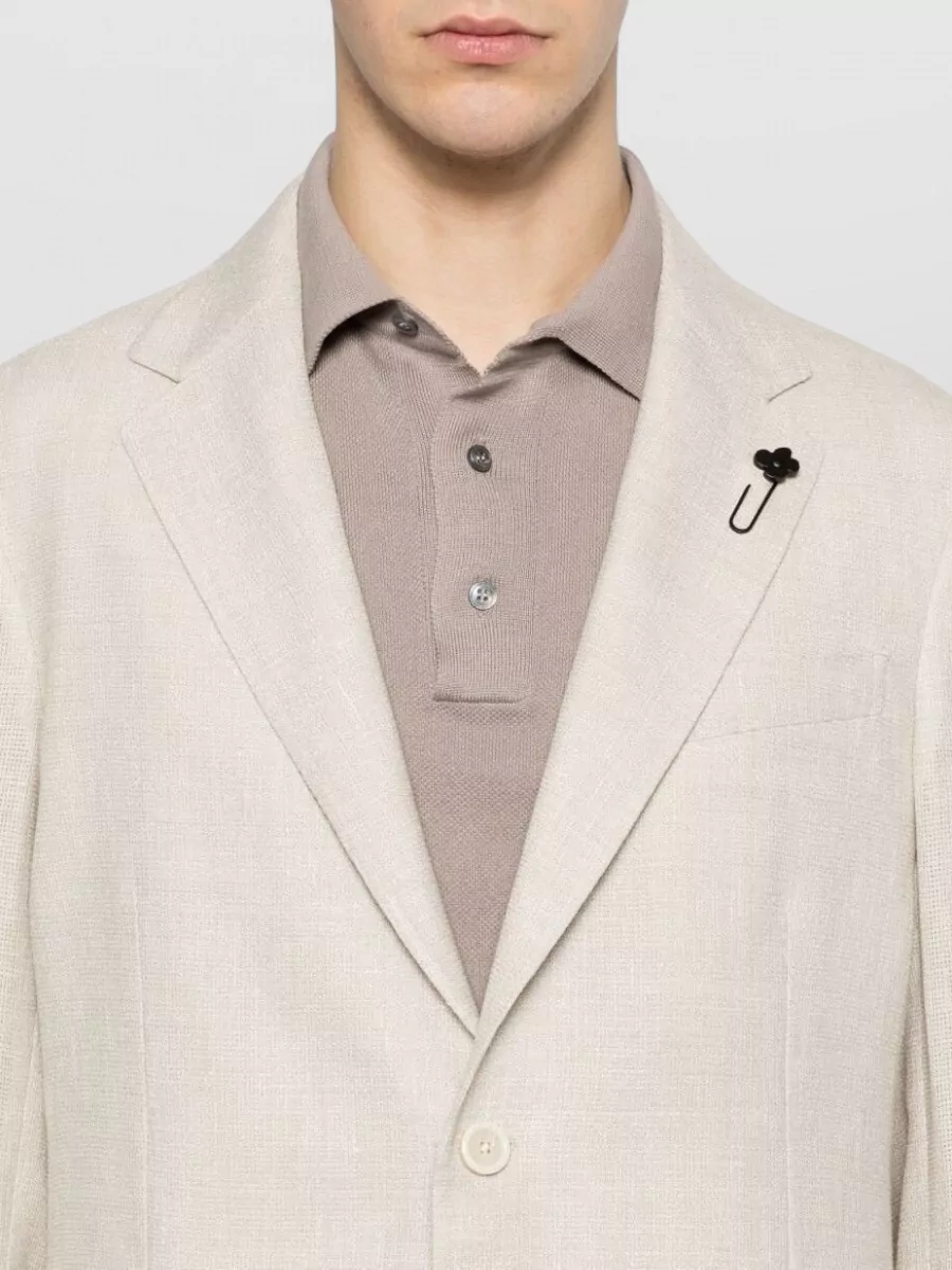 Lardini Single Breasted Blazer Flower Pin Detail