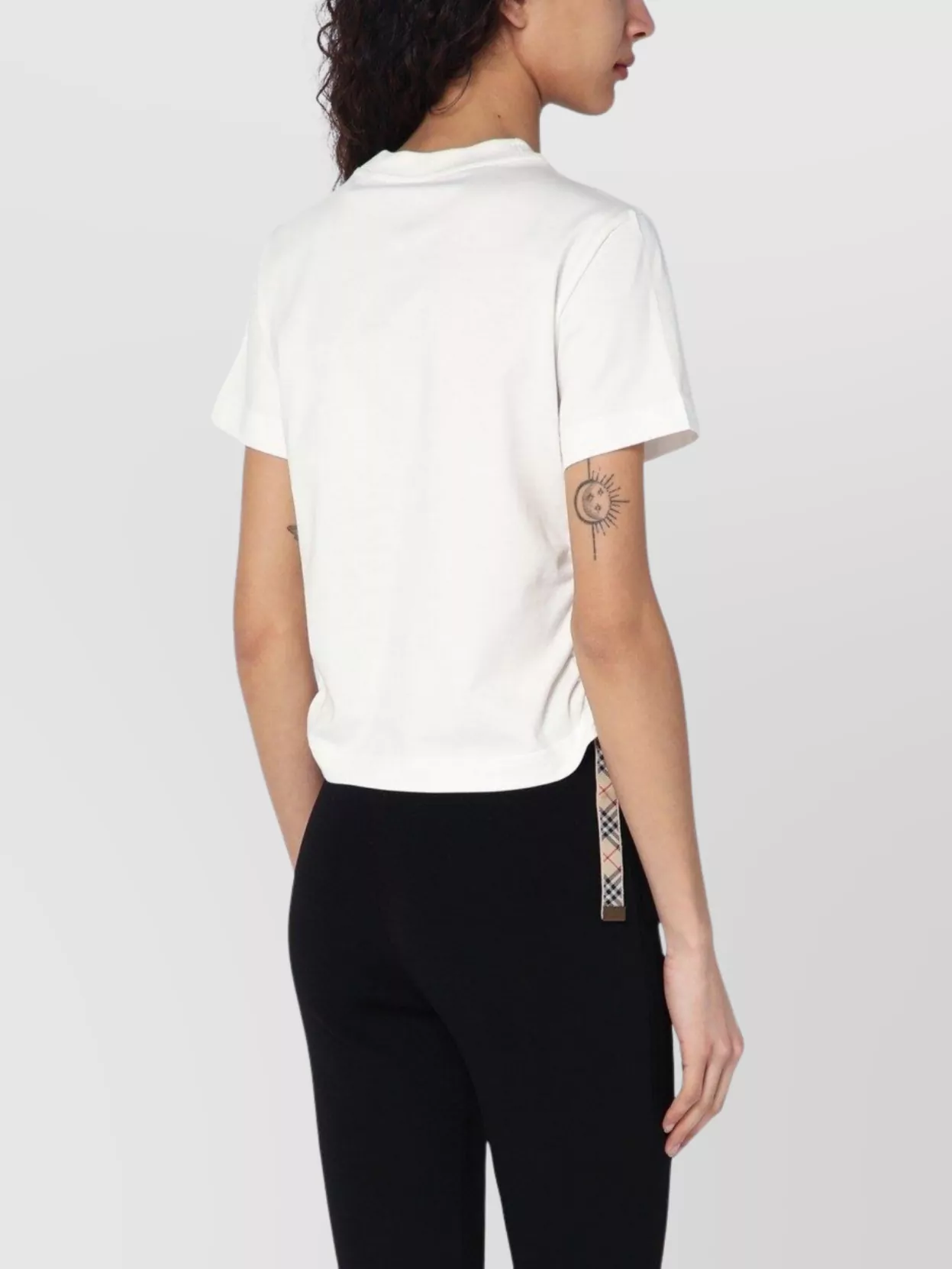 Burberry White T-shirt With Check Pattern Detail Women In White