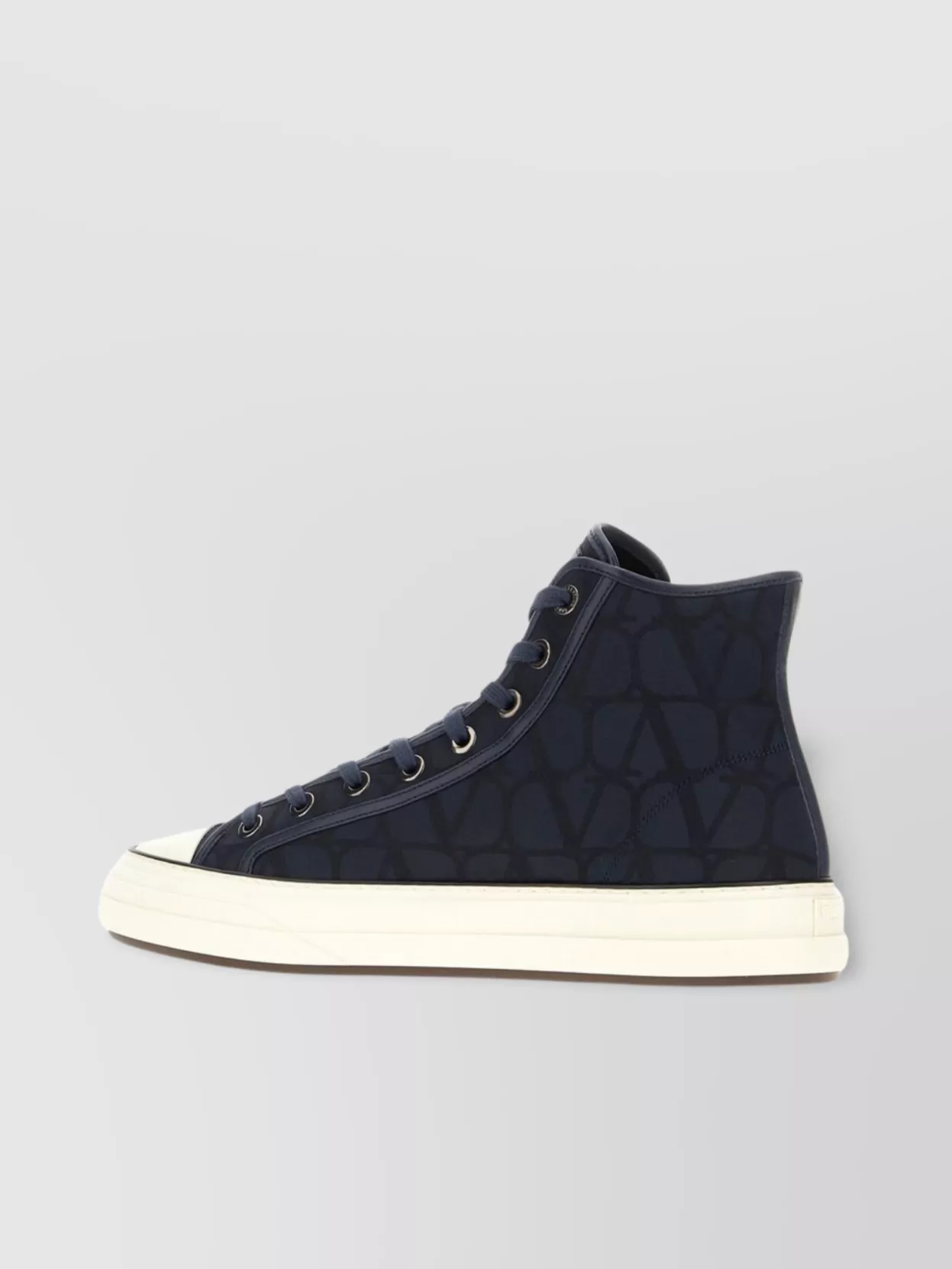 Valentino Garavani High-Top Embroidered Fabric Sneakers With Metal Eyelets
