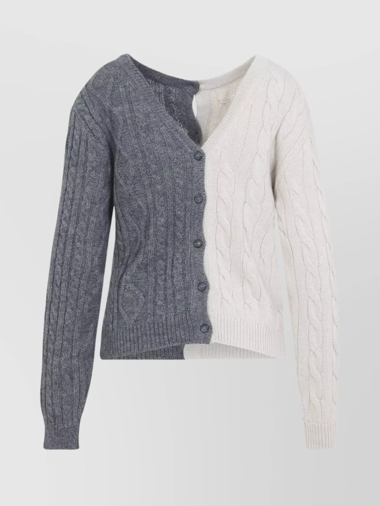 Moschino Bicolor Cable Knit Cardigan In Multi