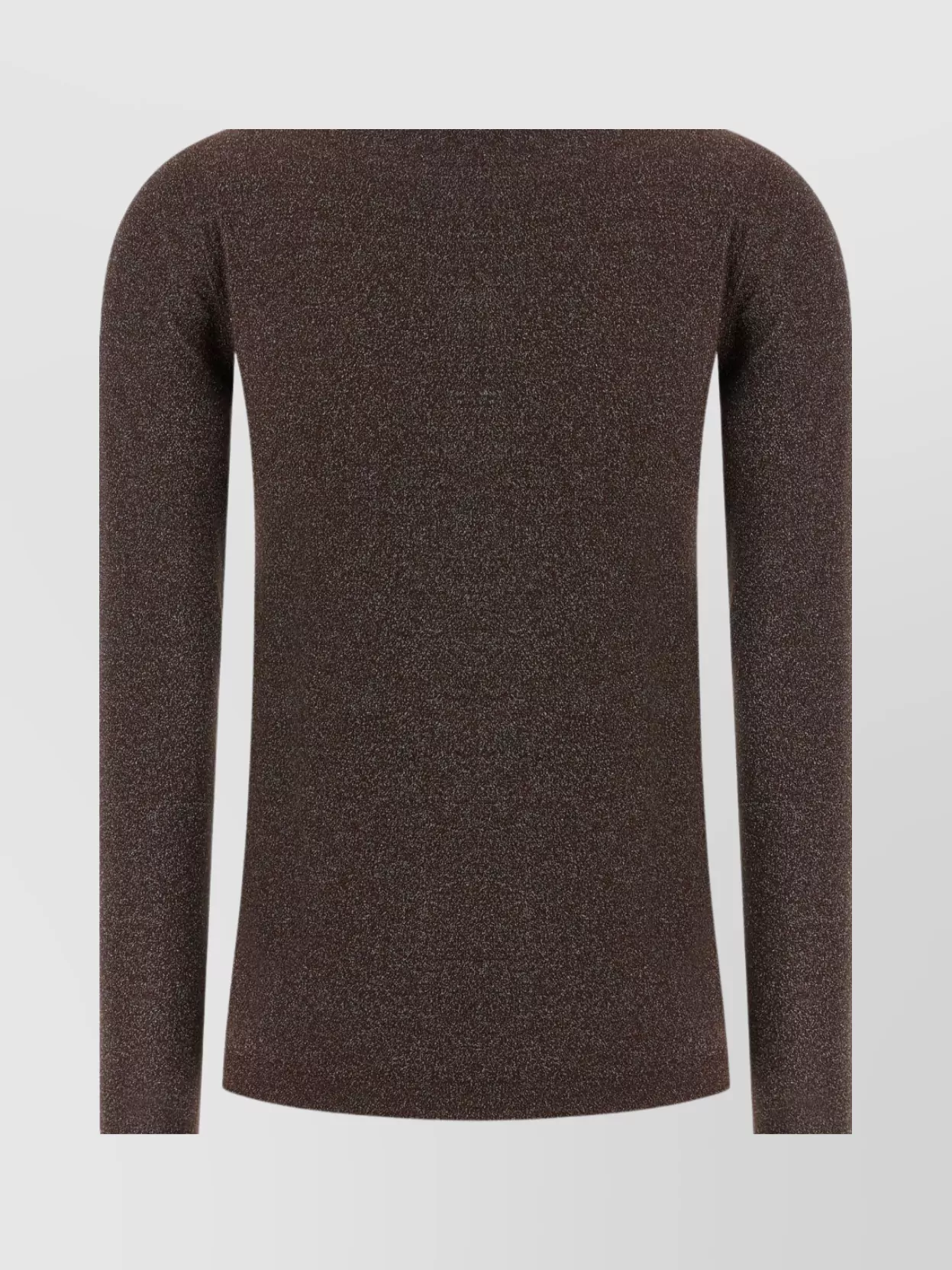 Brunello Cucinelli Shimmering Metallic Knit Top With Long Sleeves In Brown