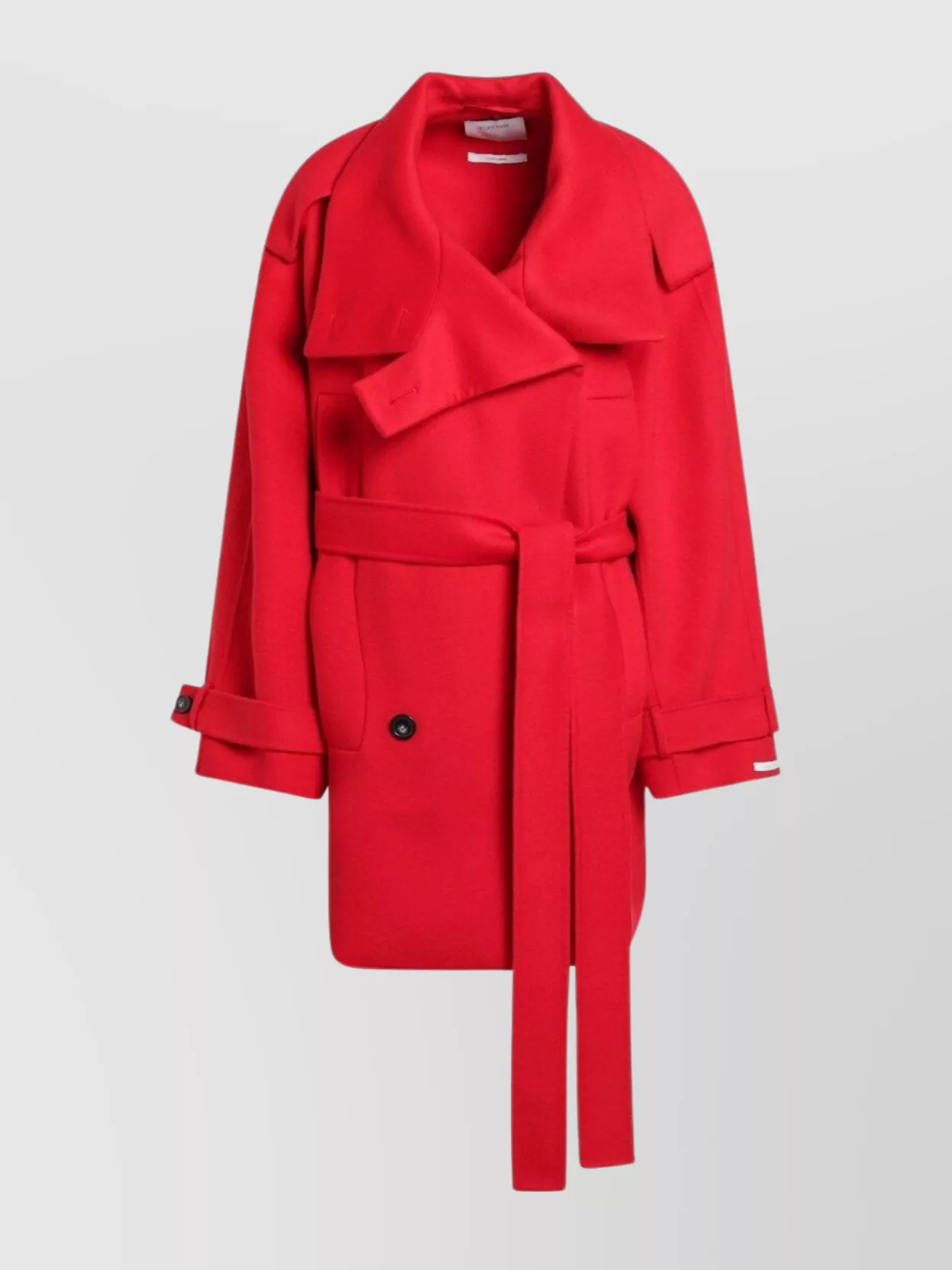 Sportmax Belted Trench Coat Featuring Wide Lapels In Red