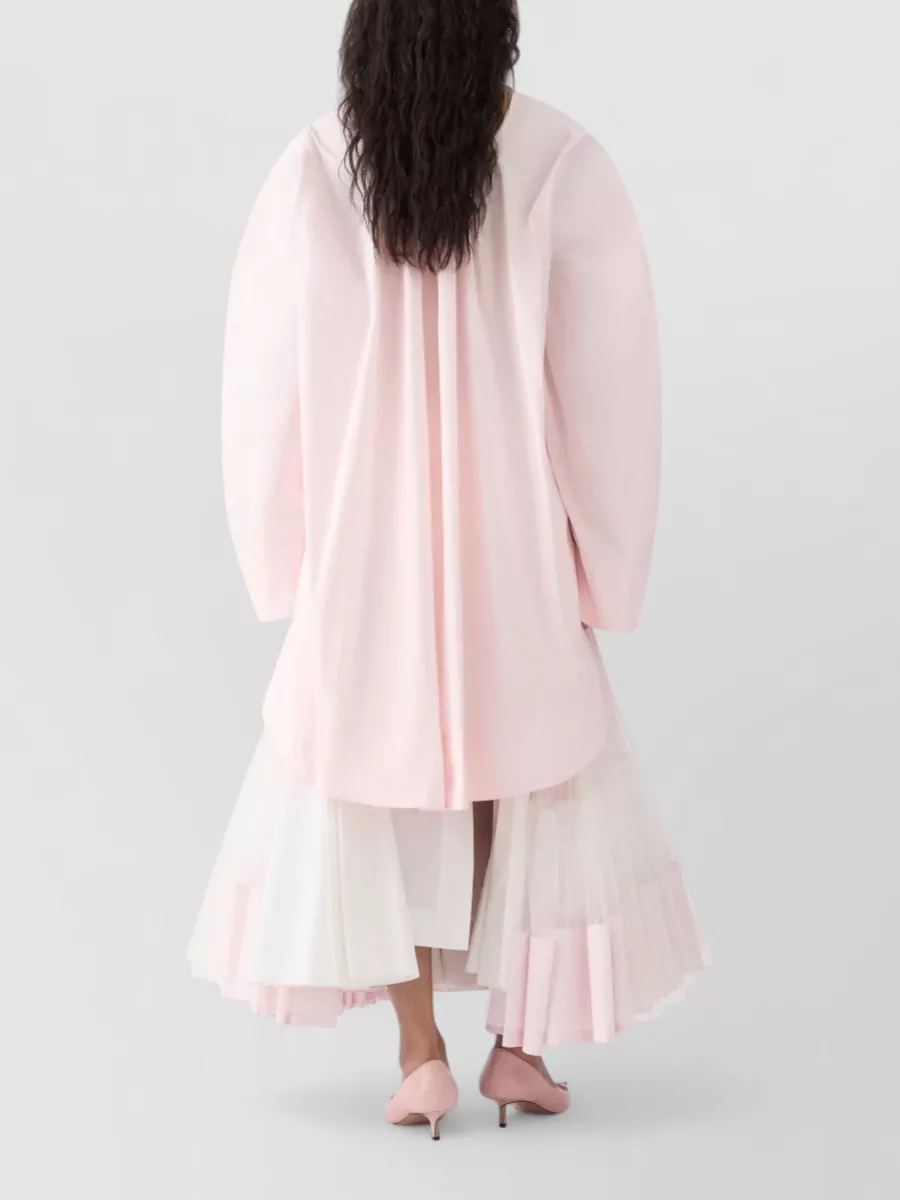 Jacquemus Textured V-Neck Long-Sleeve Asymmetric Hem Mini Dress